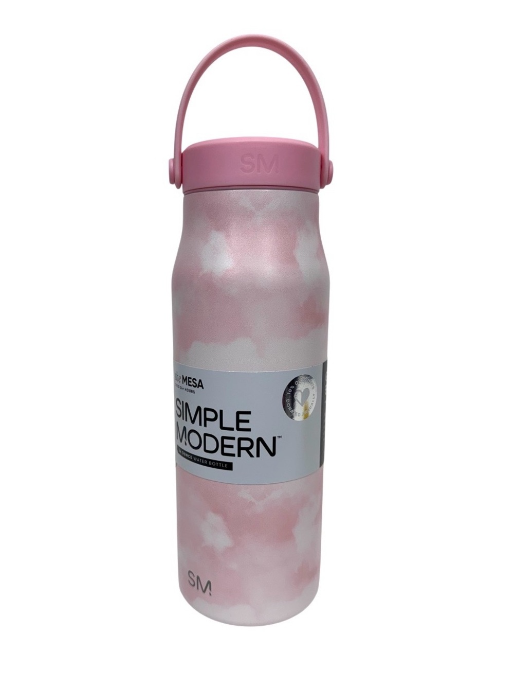 Simple Modern The Mesa Blush Pink Cloud 34oz Water Bottle With Top Handle